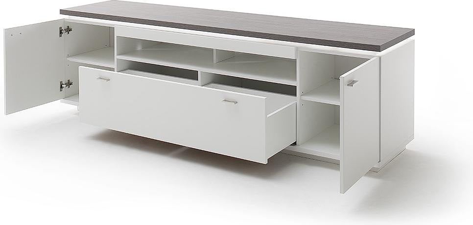 TV-Möbel Merbena Amberg Eiche/weiss matt 210x65x50cm