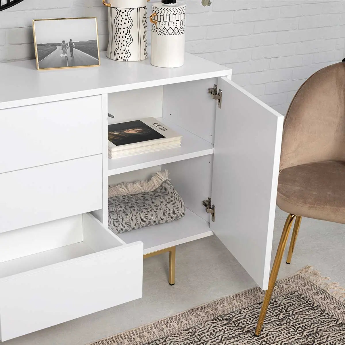 LARA Sideboard weiss/gold