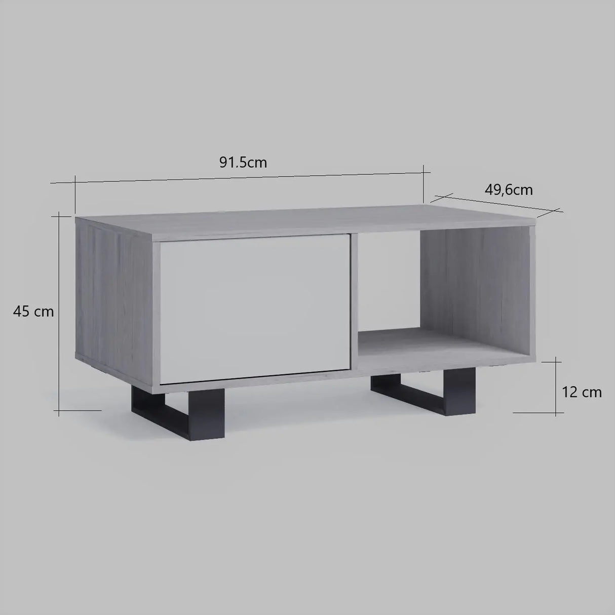 Couchtisch WIND, Strukturfarbe Anthrazit, Eiche,92x50x45cm