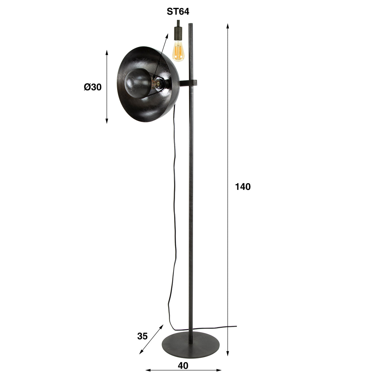 Stehleuchte Adjust mit schwarzem Nickel-Finish