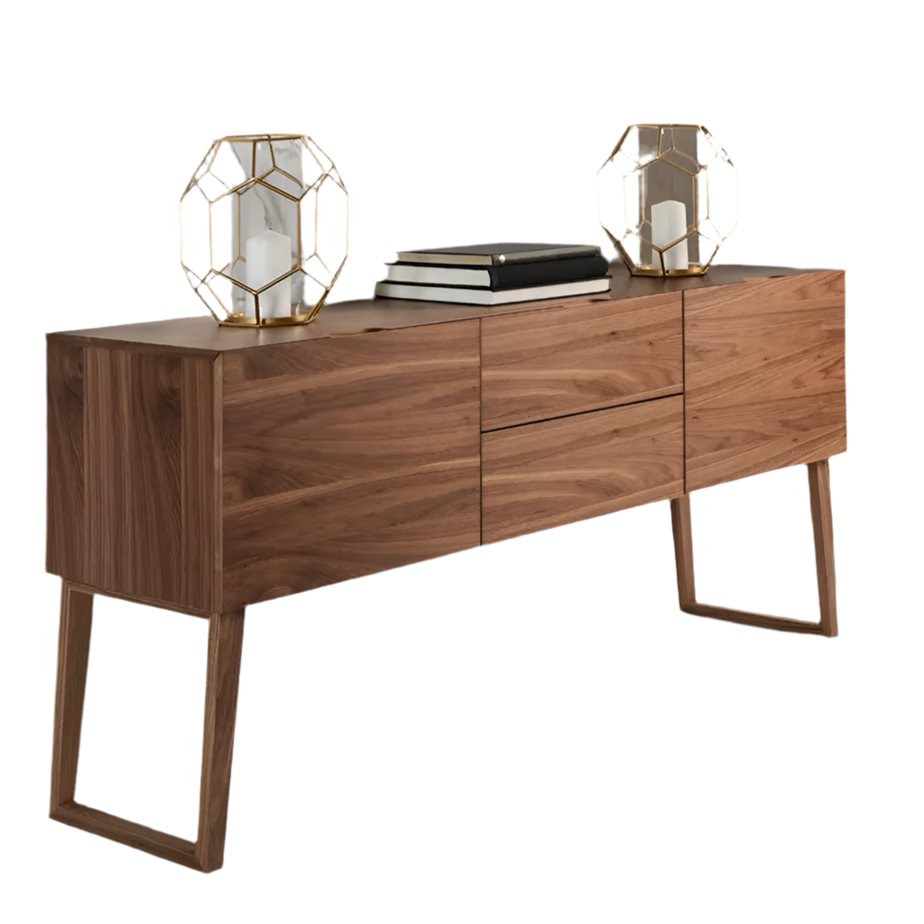 Sideboard CORA mit Struktur aus Nussbaumfurnierholz