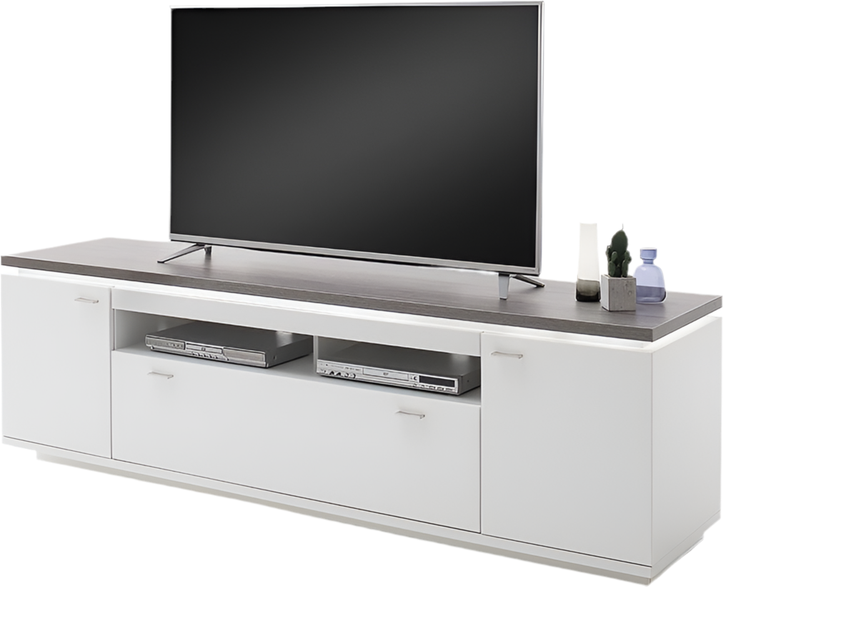 TV-Möbel Merbena Amberg Eiche/weiss matt 210x65x50cm