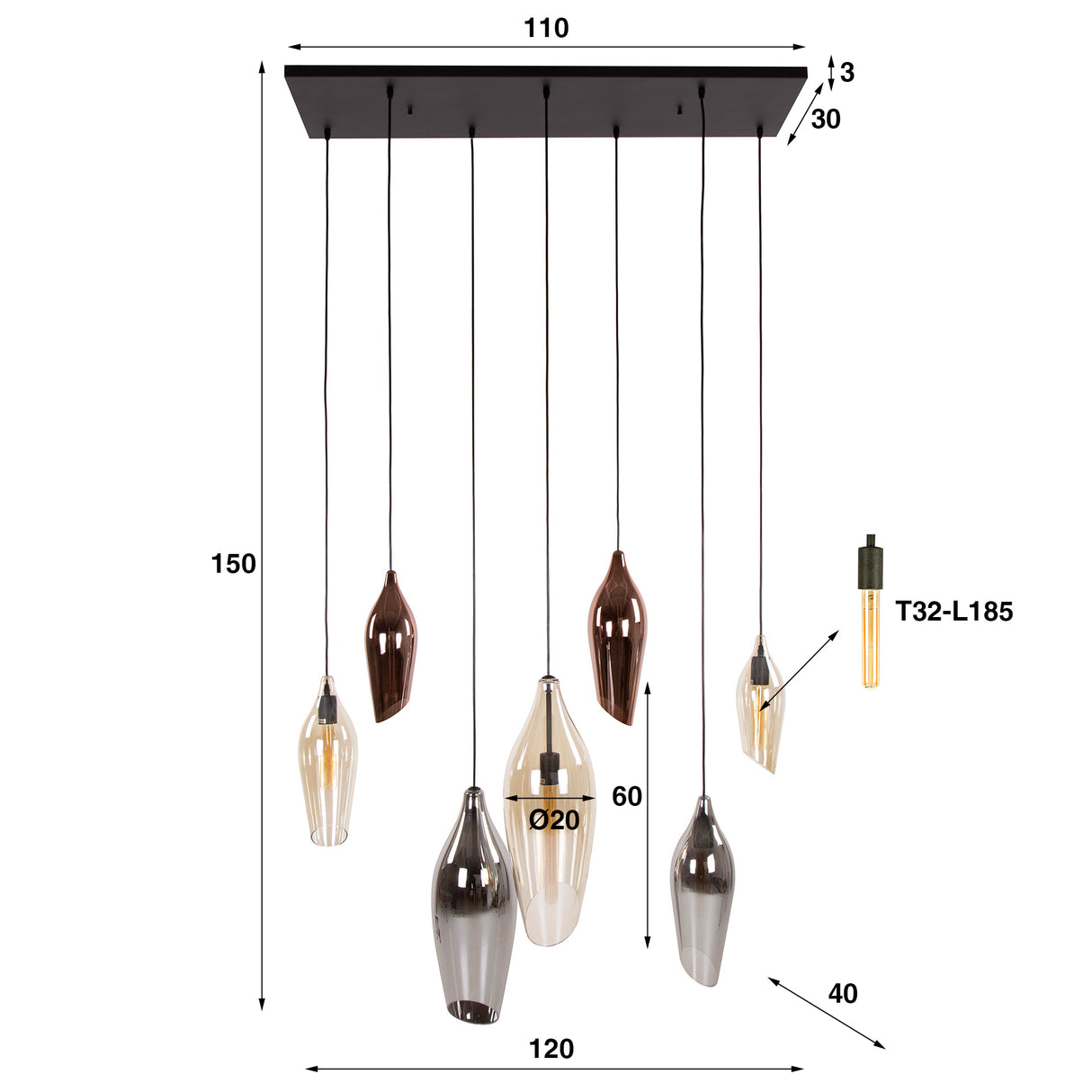 Hängelampe Cocoon Mix Glas Stilvoller Blickfang für Ihr Zuhause