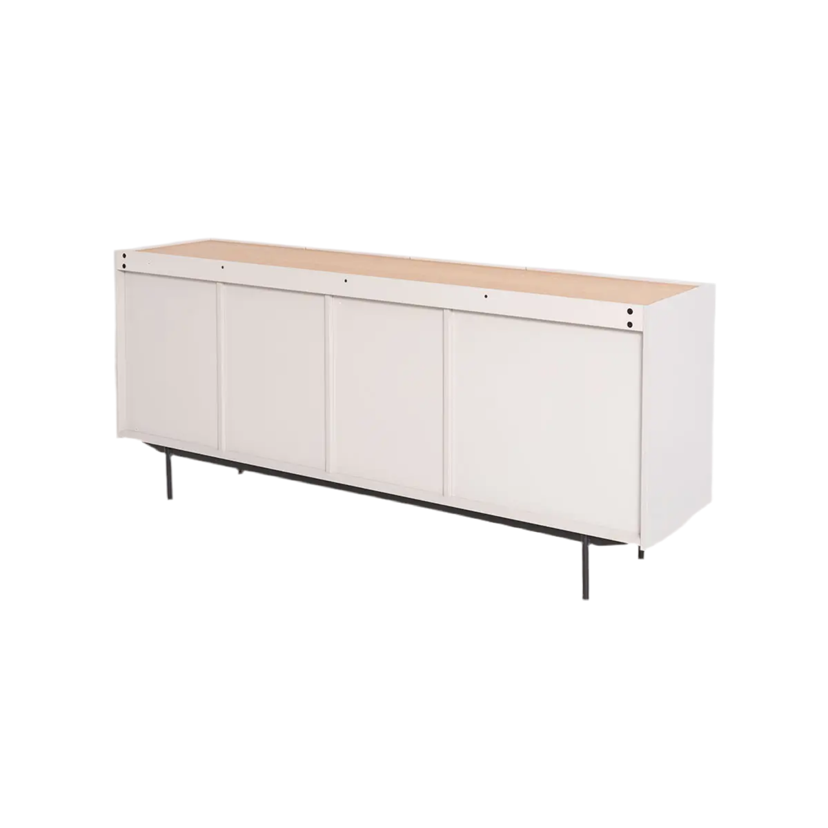 Pol Sideboard, grau lackierter Stein und Eichenfurnier, schwarze Metallbeine