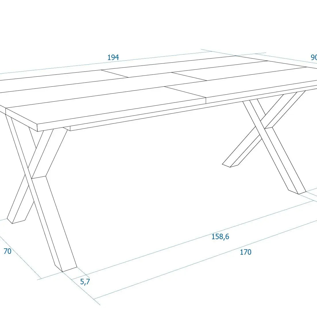 Esstisch von Skraut Home misst 190x90cm