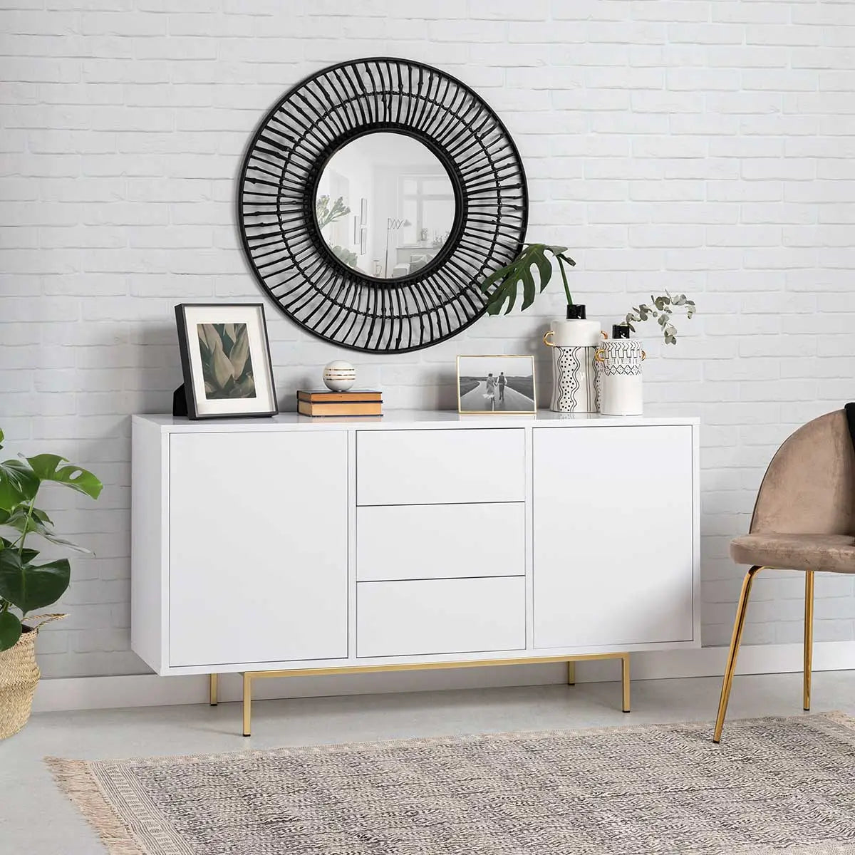 LARA Sideboard weiss/gold