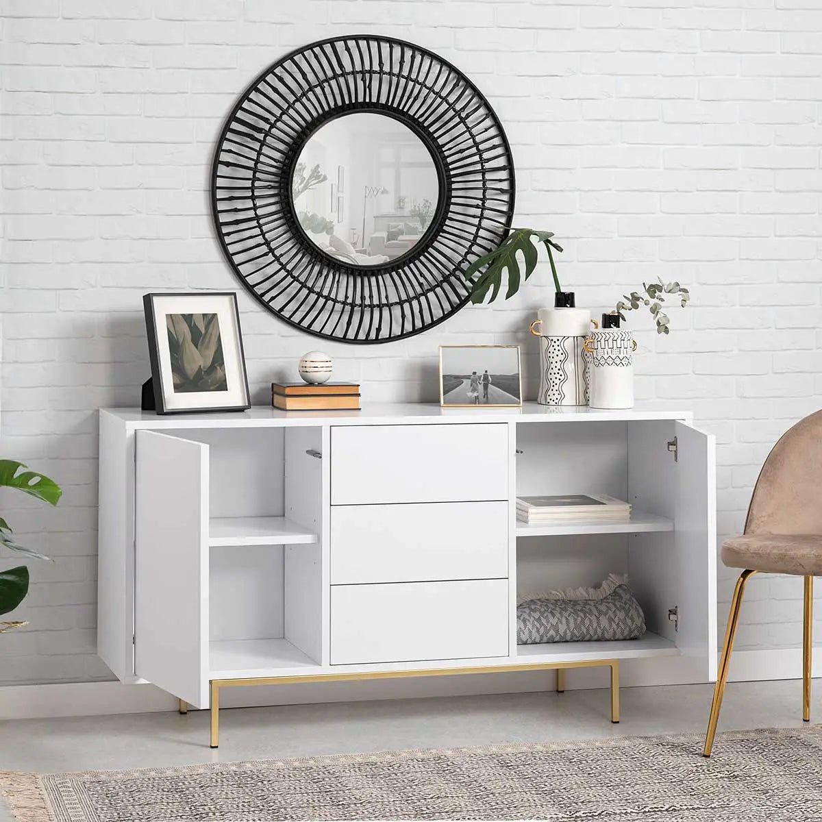 LARA Sideboard weiss/gold