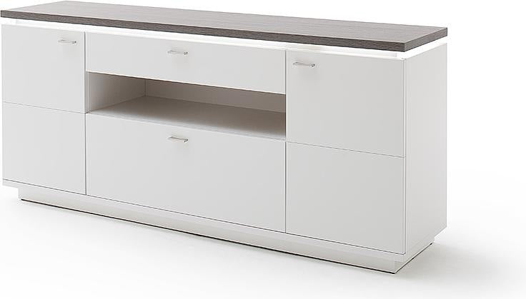 Sideboard Merbena Amberg Eiche/weiss matt 180x81 x44cm