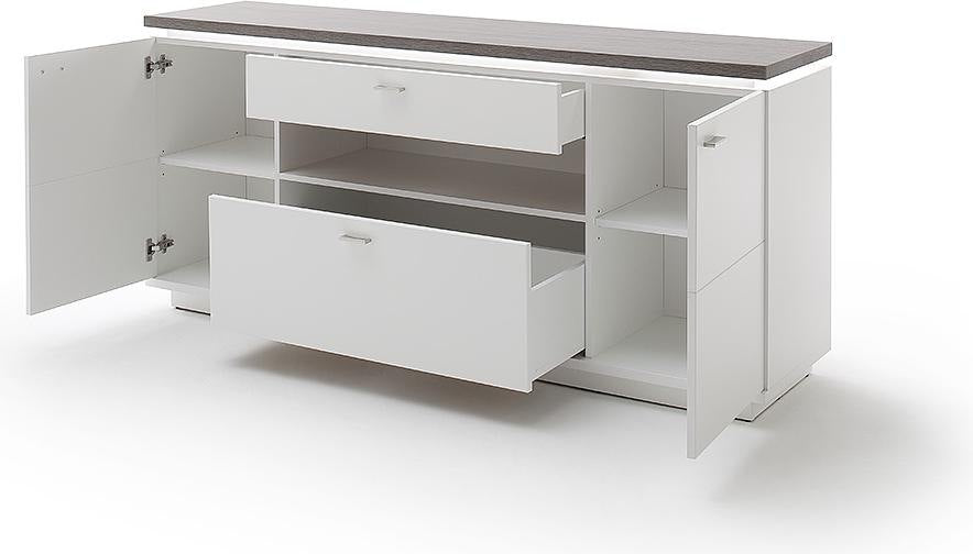 Sideboard Merbena Amberg Eiche/weiss matt 180x81 x44cm